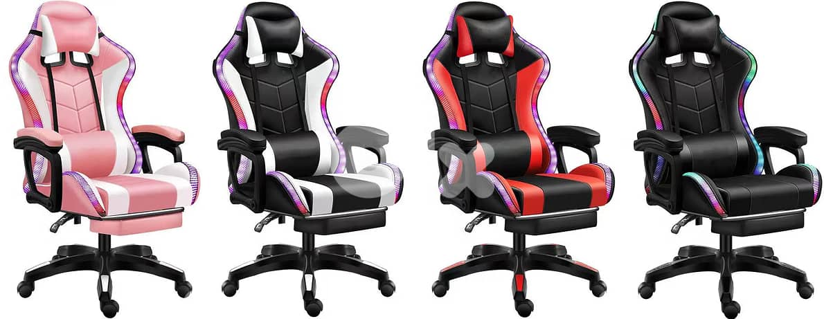 Gaming chair with footrest and Rgb Led lights 0