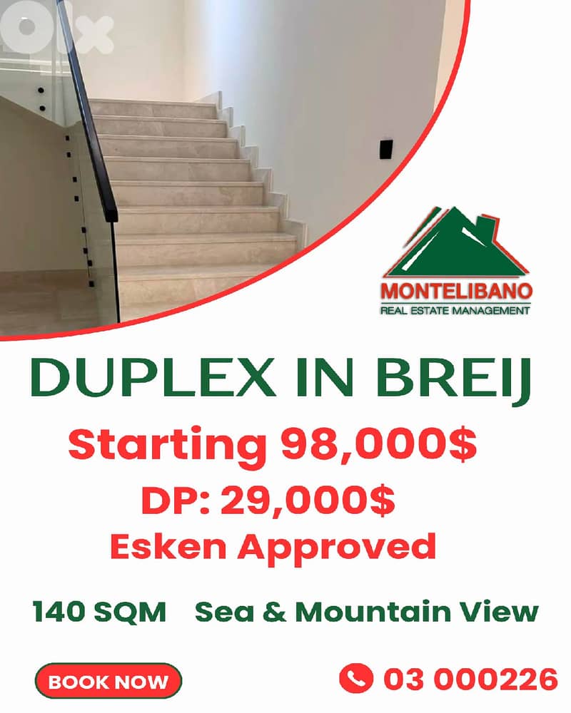 140 sqm Duplex For Sale in Breij بريج with Installment Plan 0