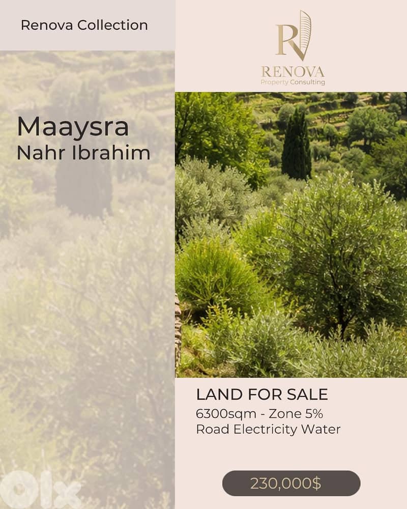 Land for sale in Maaysra Nahr Ibrahim 0