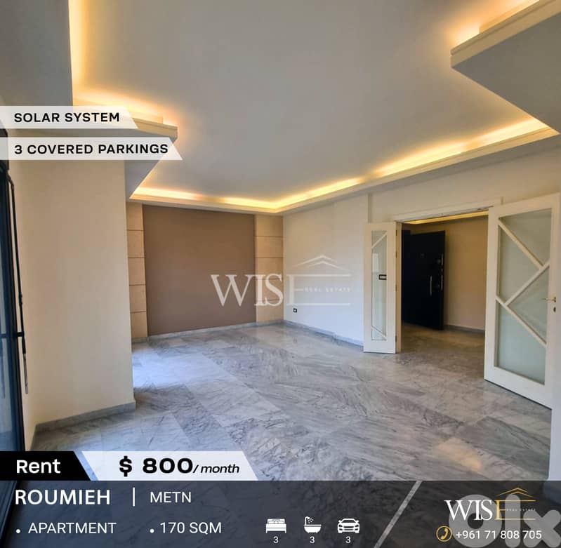 170 SQM Apartment for RENT in Roumieh! 0