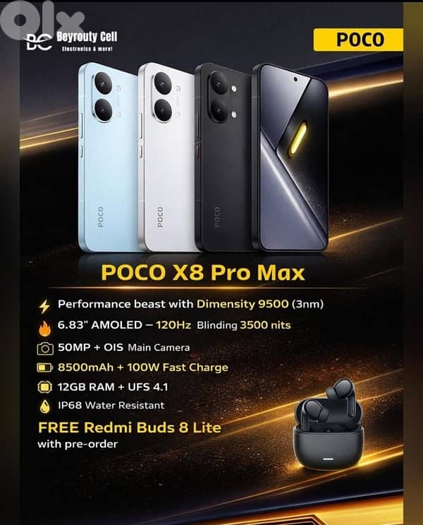 poco x8 pro max pre order+buds free 0