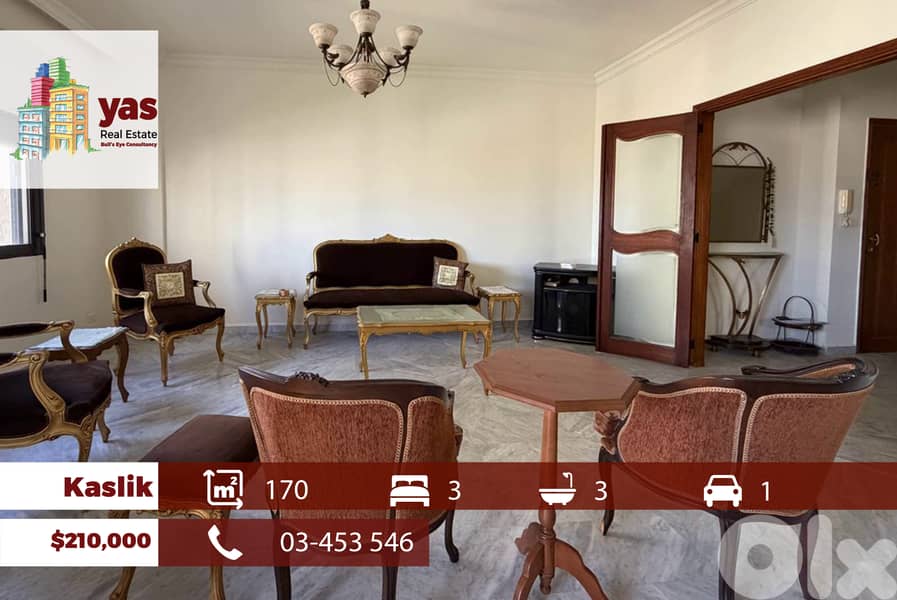 Kaslik 170m2 | Well Maintained | Calm Area | Prime Location | EH 0