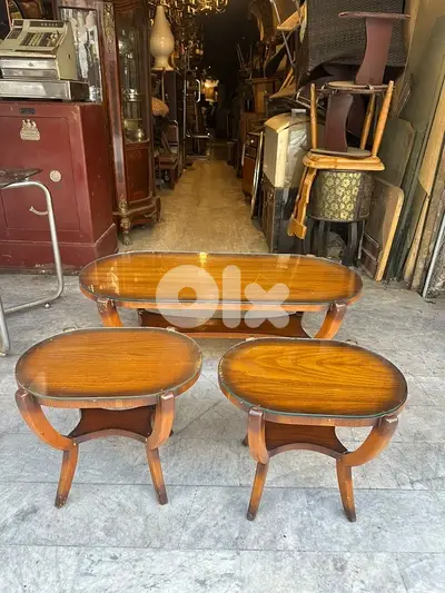 Set 3 pcs coffe table 50’s very good condition 250$  طقم ٣ قطع طاولات