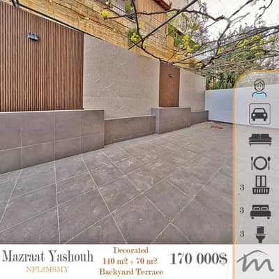 Cornet El Hamra | Decorated 3 Bedrooms Apart + 65m² Backyard Terrace