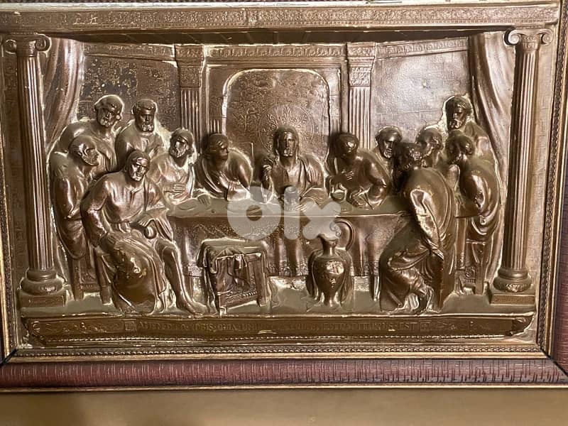 A very old 3 D copper the last supper vantage. 62 x 41 cm 0