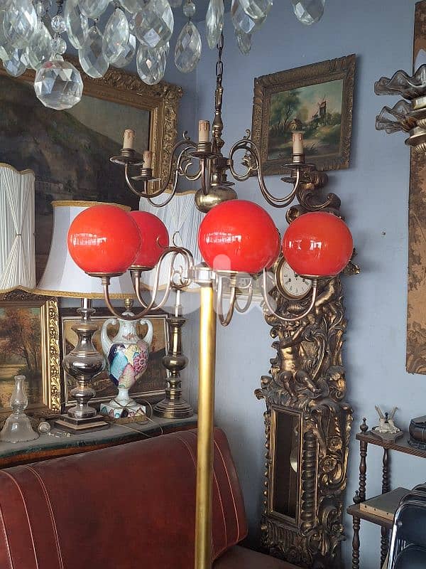 vintage large italian 5 lamps opaline floor lamp 0