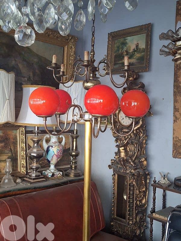 vintage large italian 5 lamps opaline floor lamp 3