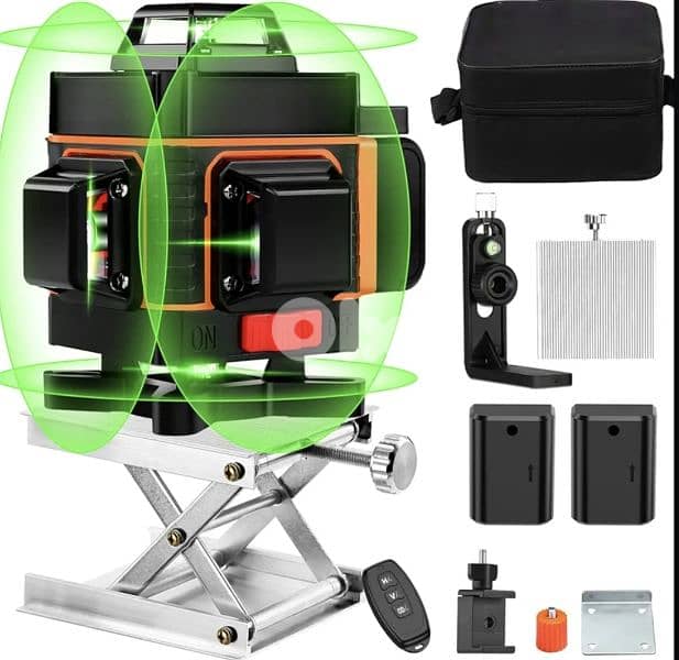 4D Laser Level,360°, 16 Lines Self-Leveling 2 Rechargeable Batteries. 0