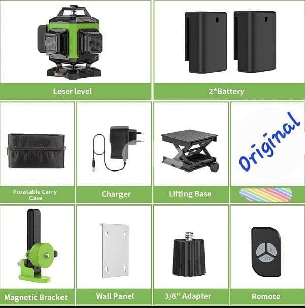 Rotary Laser Level Green 4 x 360°,Self Levelling 16 Green Cross Line 1
