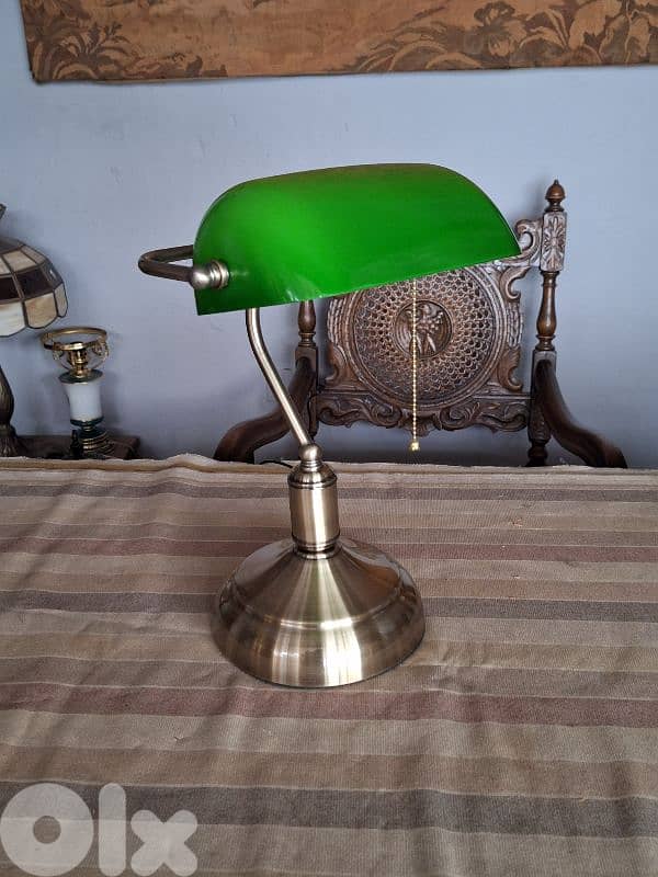 bankers green opaline lamp 3