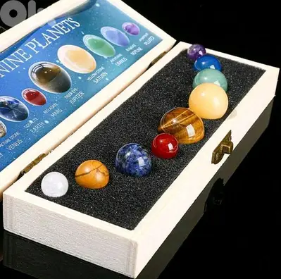 9 planets Solar system Natural Gem Stones Box