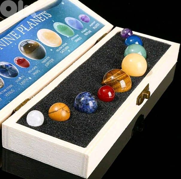 9 planets Solar system Natural Gem Stones Box 0