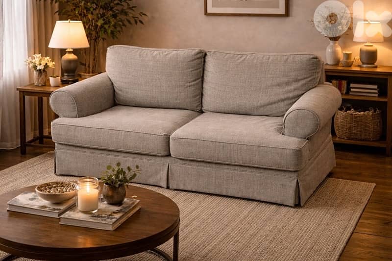 Grayish/ Beige Fabric Sofa 0