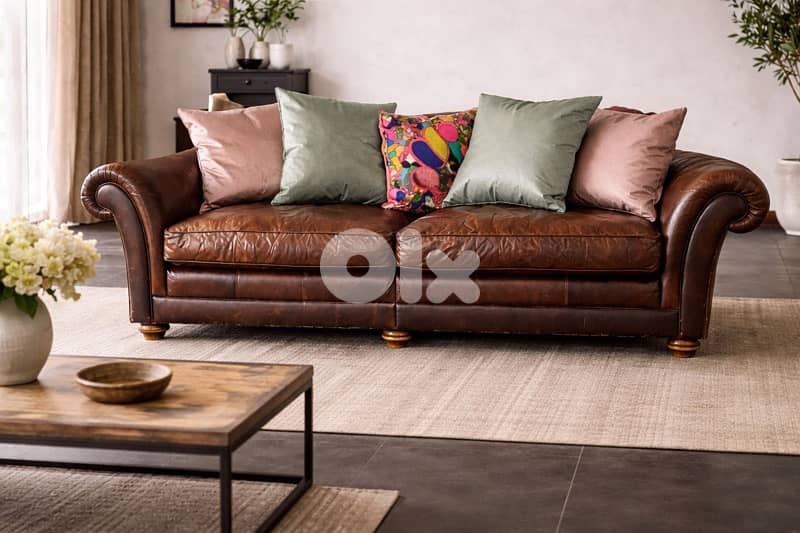 Vintage Roche Bobois leather sofa 1