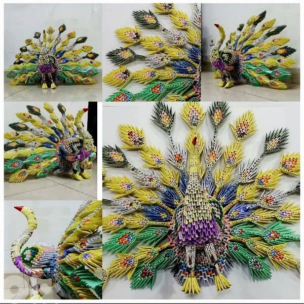 handmade 3d origami peacook model 0