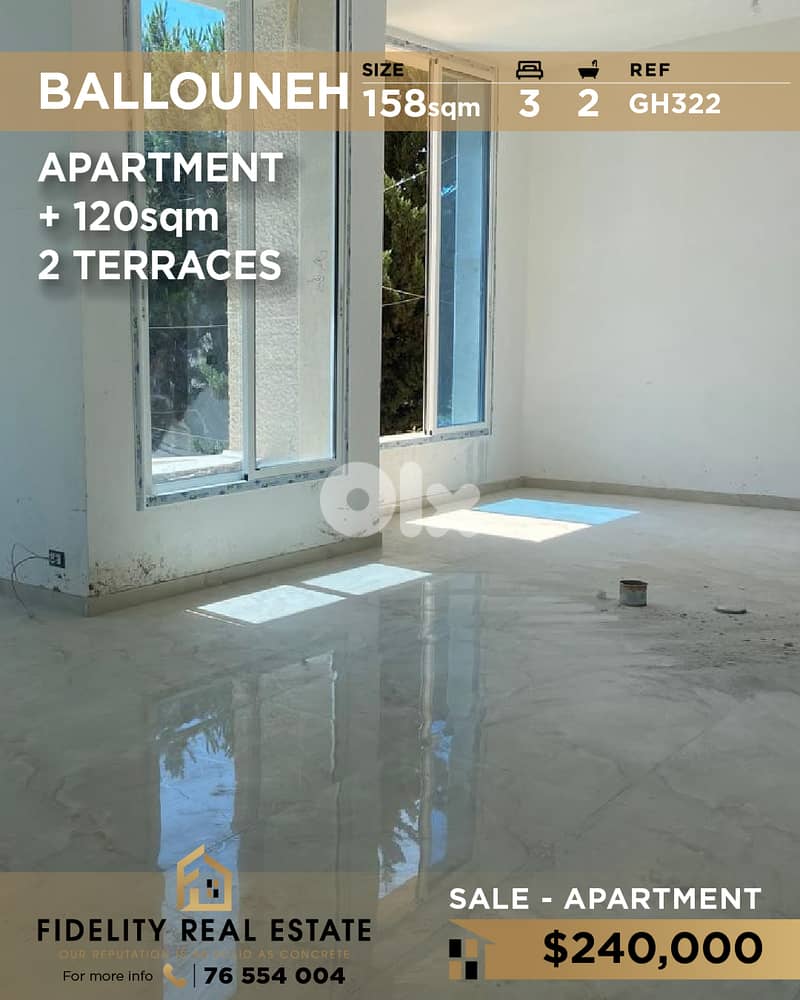 Apartment for sale in Ballouneh GH322 شقة  للبيع في بلونة 0