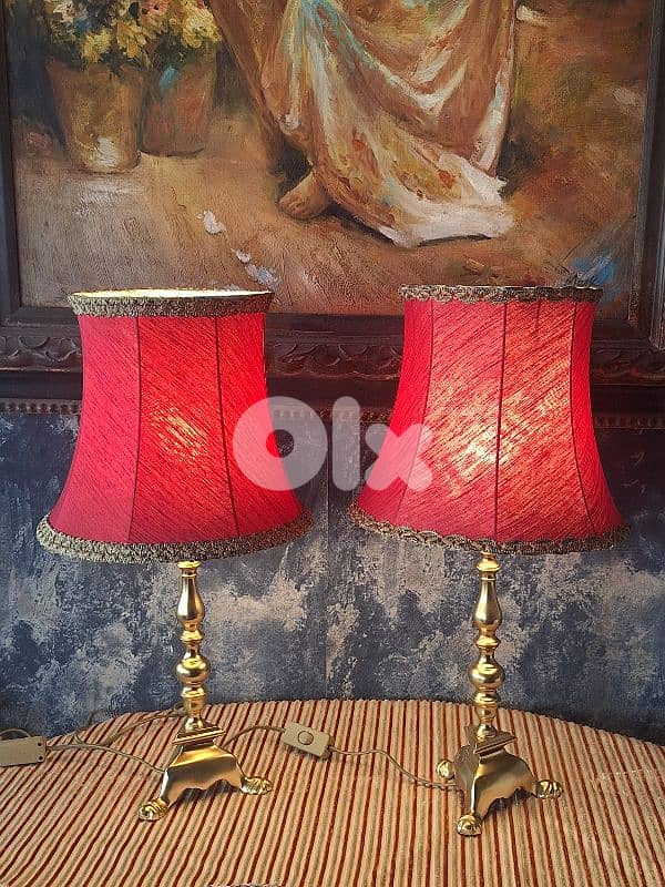 2 antique brass french lamps 0