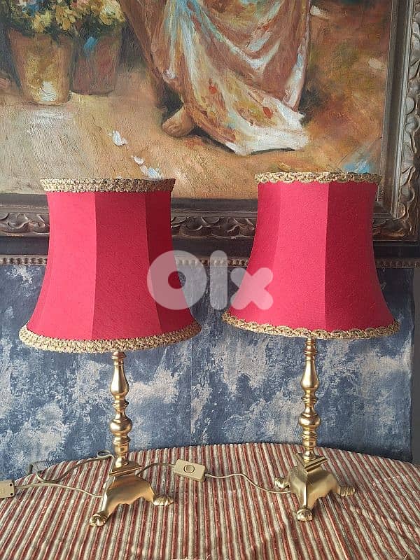 2 antique brass french lamps 4