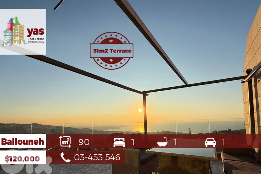 Ballouneh 90m2 | Terrace | Prime Location | Open View |GT | 0