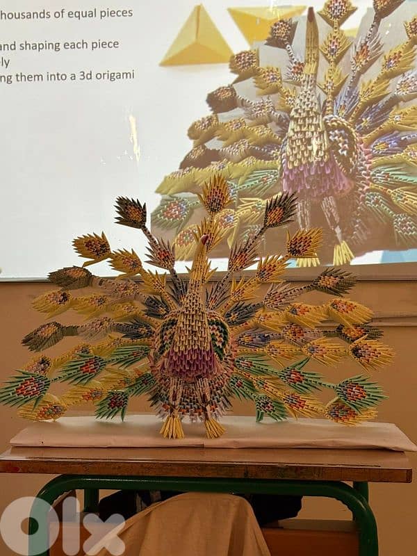 handmade 3d origami peacook model 2
