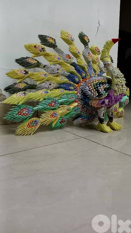handmade 3d origami peacook model 5