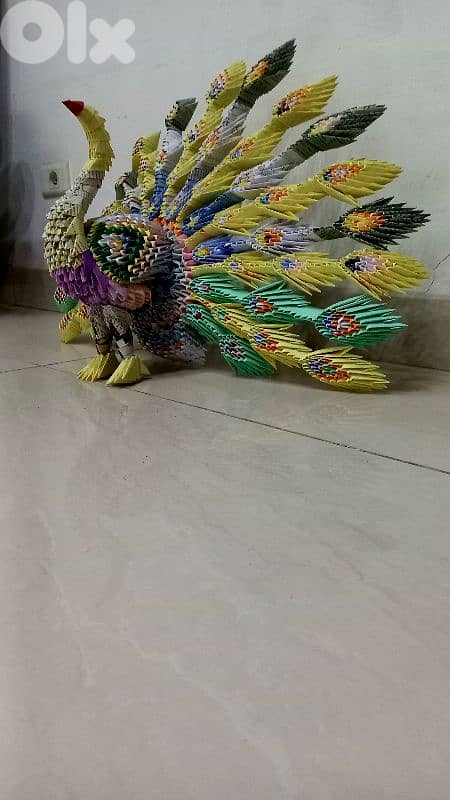 handmade 3d origami peacook model 6
