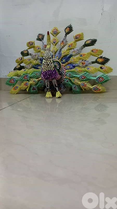 handmade 3d origami peacook model 7
