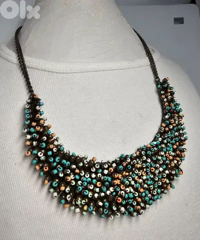 7$ multi-color beaded statement necklace