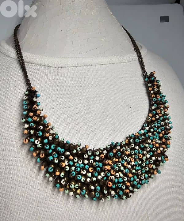 7$ multi-color beaded statement necklace 0