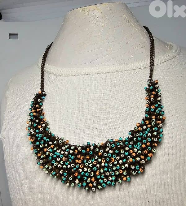 7$ multi-color beaded statement necklace 1
