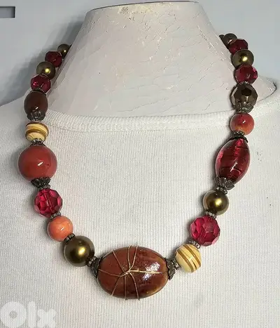 15$ multi-beaded statement necklace