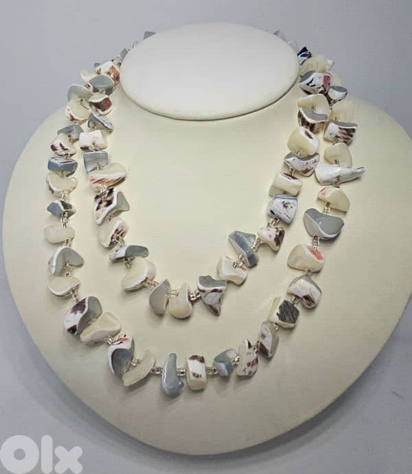 multi-strand necklace made of real seashell pieces 0