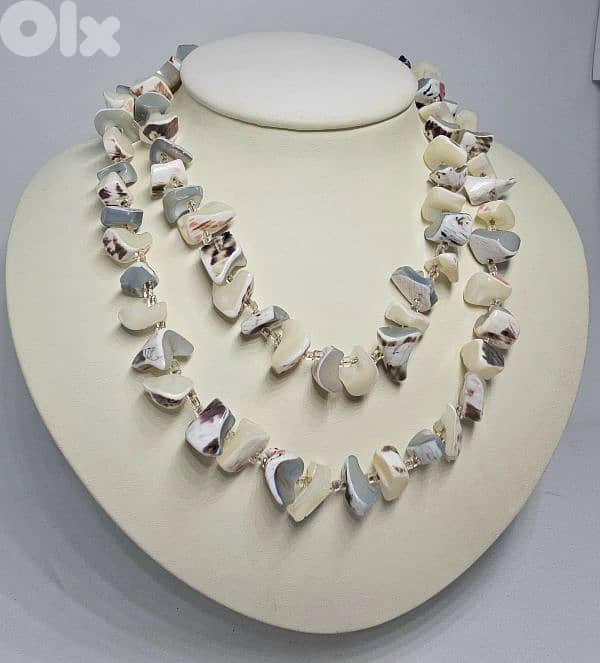 multi-strand necklace made of real seashell pieces 1