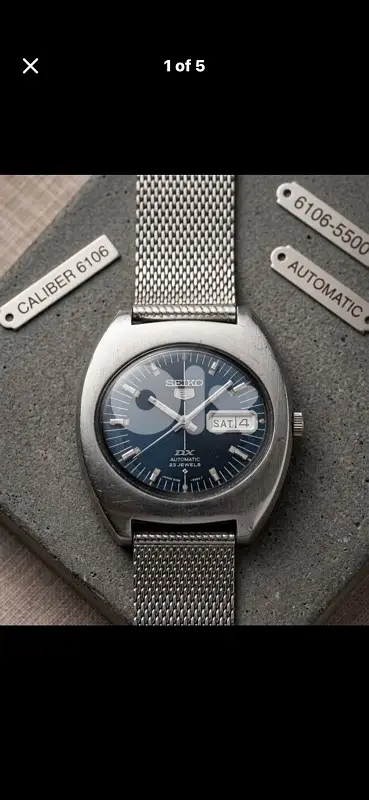 Vintage 1972 Seiko 5 DX 6106-5430•Blue Sunburst•23J Auto •Day/Date QS
