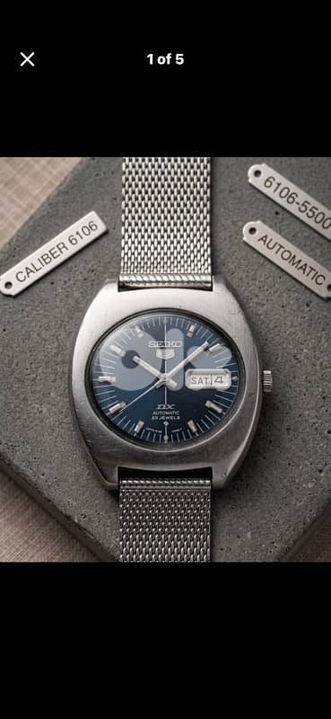 Vintage 1972 Seiko 5 DX 6106-5430•Blue Sunburst•23J Auto •Day/Date QS 0
