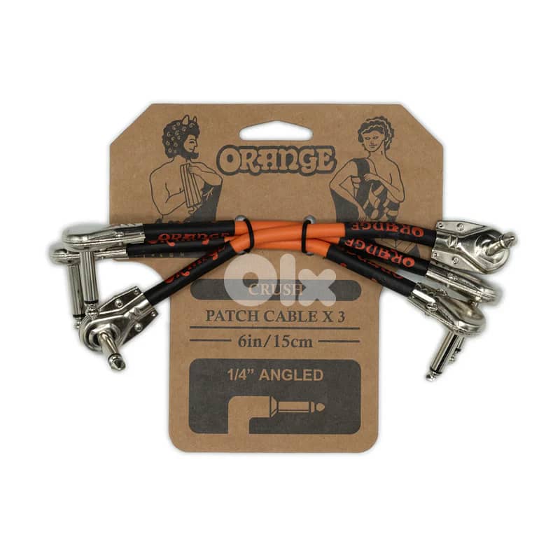 Orange Crush Patch Cable, x3, 6"/15 cm 1/4" Angled CA038 Guitar Patch 0