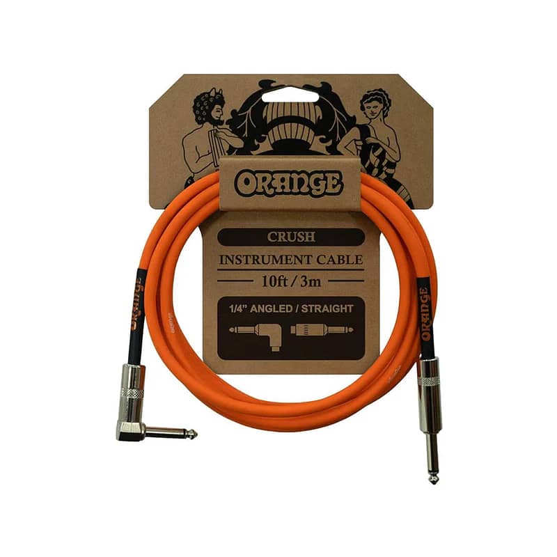 Orange Crush 10' Instrument Cable, Angled to Straight Connector, Orang 0