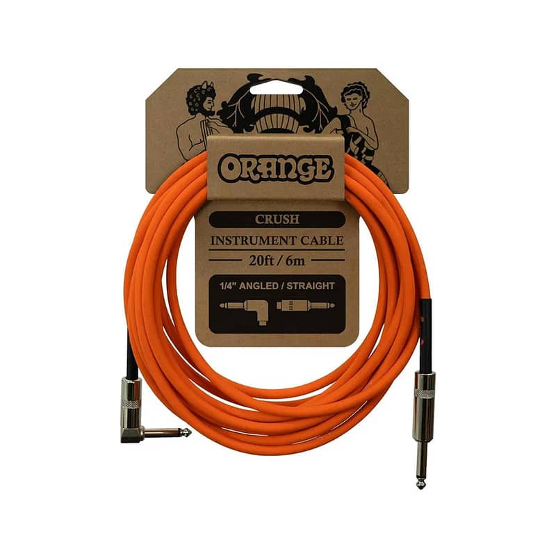 Orange Crush 10' Instrument Cable, Angled to Straight Connector, Orang 0