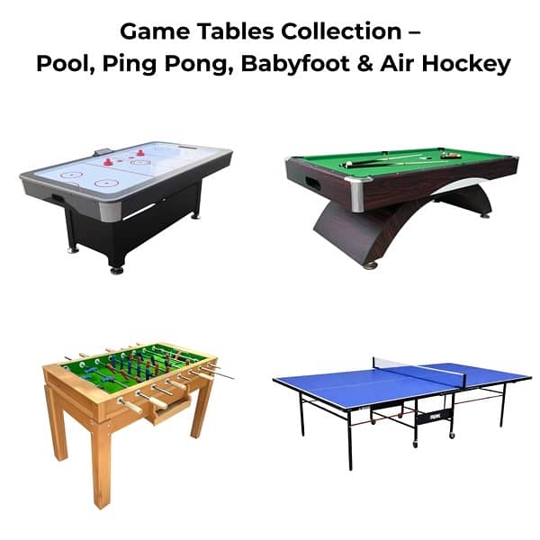 Game Tables Collection – Pool, Ping Pong, Babyfoot & Air Hockey 0