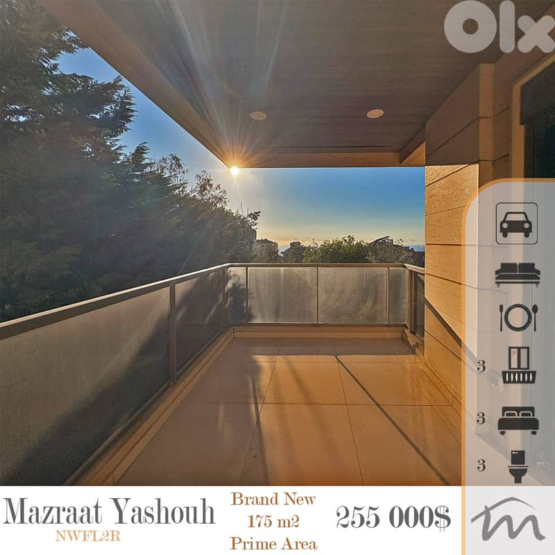 Mazraat Yashouh | Brand New 3 Bedrooms Apt | Prime Neighborhood | View 0