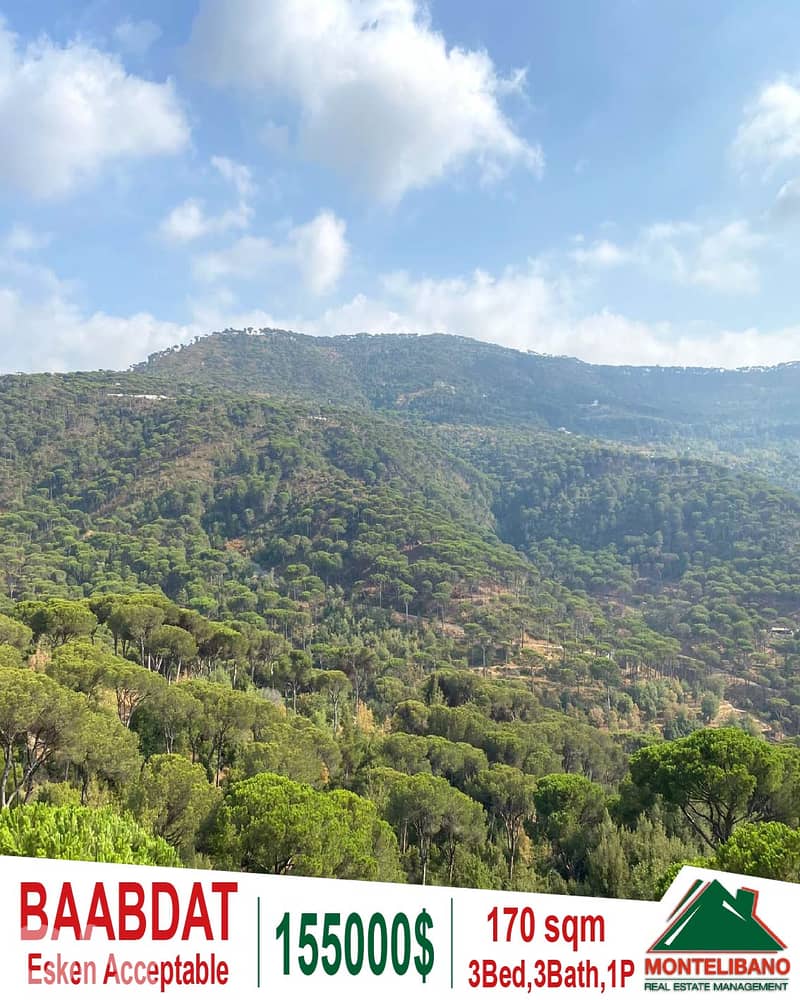 170sqm Apartment For Sale in Baabdat with Open View "Esken Acceptable" 0
