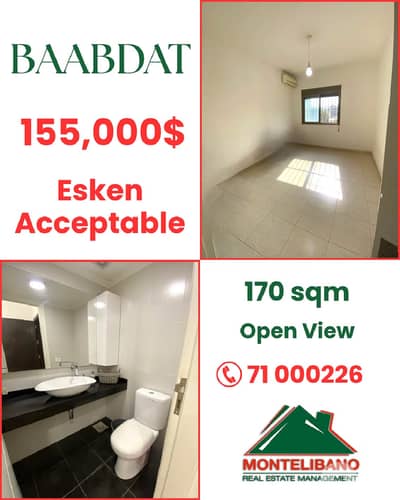 170sqm Apartment For Sale in Baabdat with Open View "Esken Acceptable"