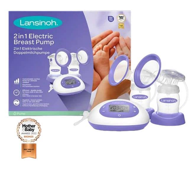 lansinoh electric breast pump 2 in 1+extra spare parts(used few times) 7