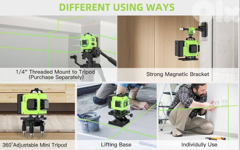 16 Lines Laser Level 360 Self Leveling4D  Cross Line+2batteries 9