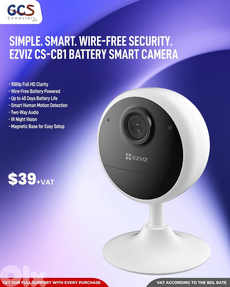 Simple. Smart. Wire-Free Security. EZVIZ CS-CB1 Battery Smart Camera 0