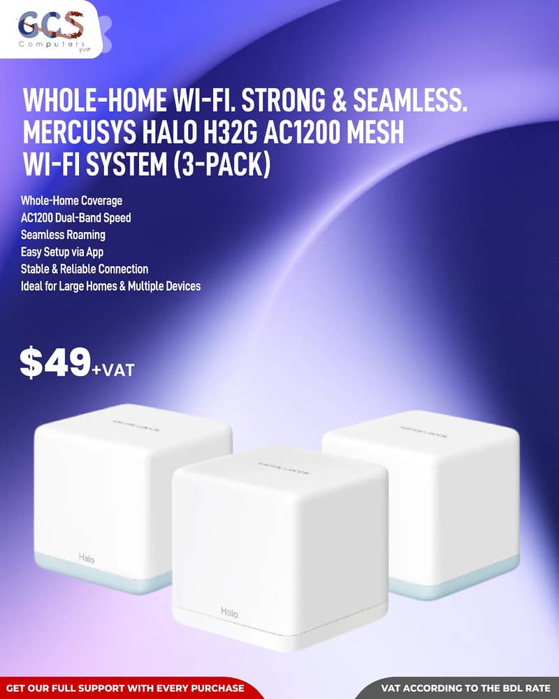 Whole‑Home Wi‑Fi. Strong & Seamless. Mercusys Halo H32G AC1200 Mesh Wi 0