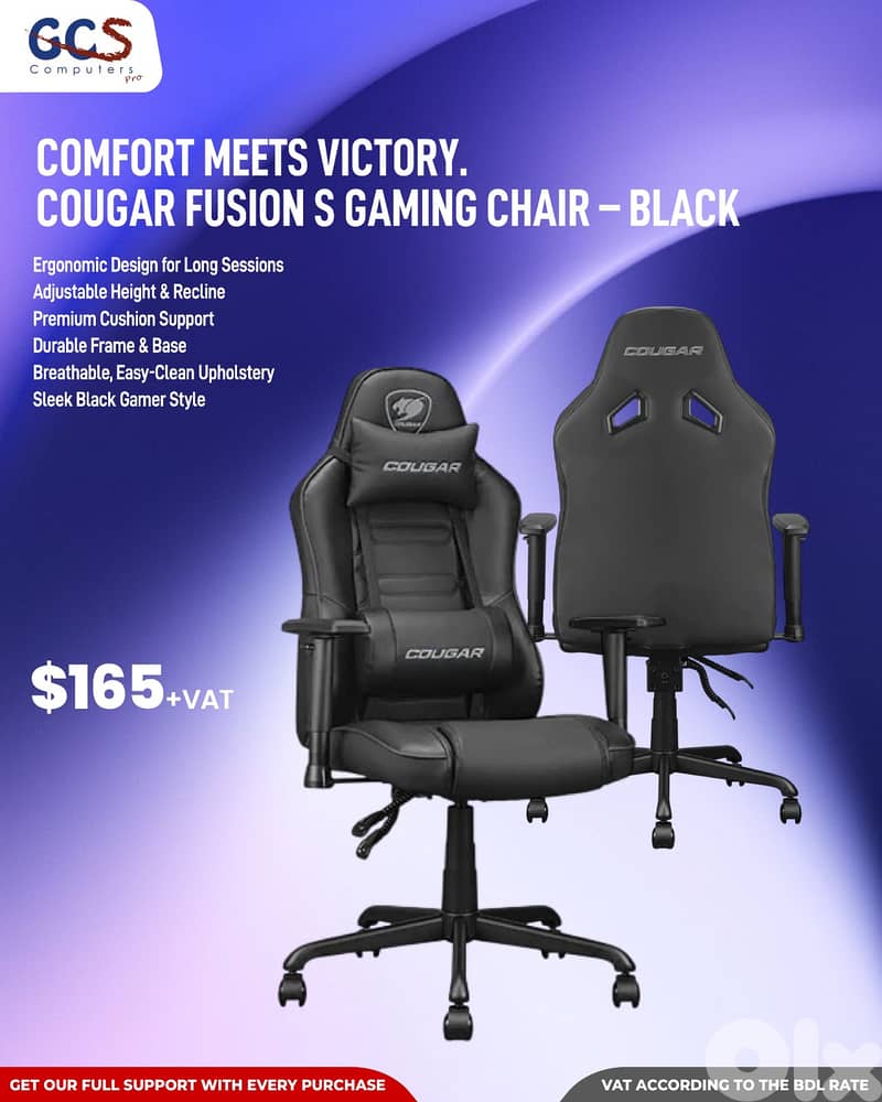 Comfort Meets Victory. COUGAR Fusion S Gaming Chair – Black 0