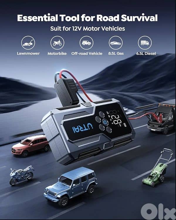 UTRAI Portable Car Jump Starter with Air Compressor, 15000 mAh. 2