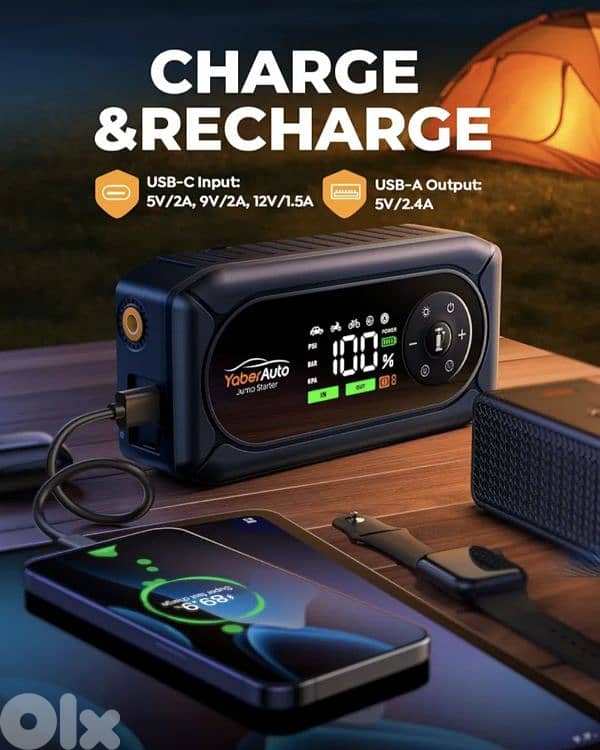 YABER Battery 9-in-1 4500A 150PSi Booster+Jump Starter+ Air Compressor 3