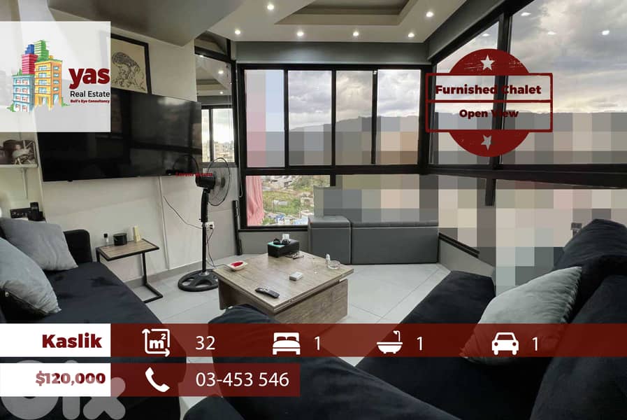 Kaslik/Samaya 32m2 | Prime Location | Furnished Chalet | View | EH/IV 0